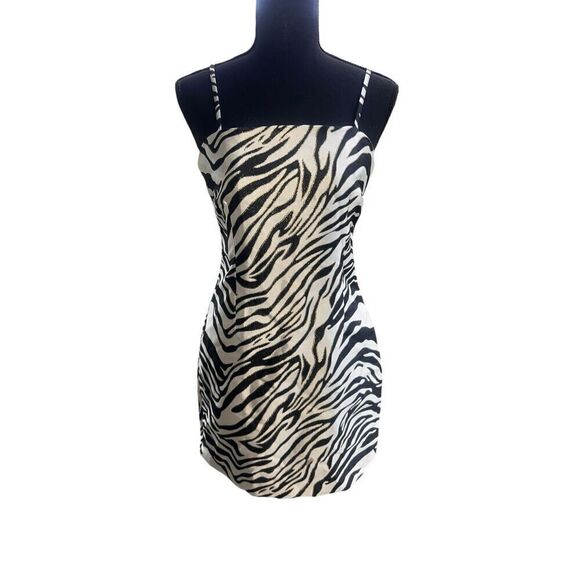 Free people Audette Kate Mini zebra black and white Dress small - Picture 2 of 9